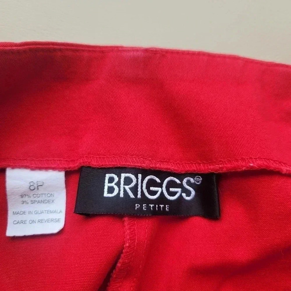 Briggs Womens Capri petite High Rise Straight Leg Red Stretch Flat Front 8P P4 - Picture 3 of 9